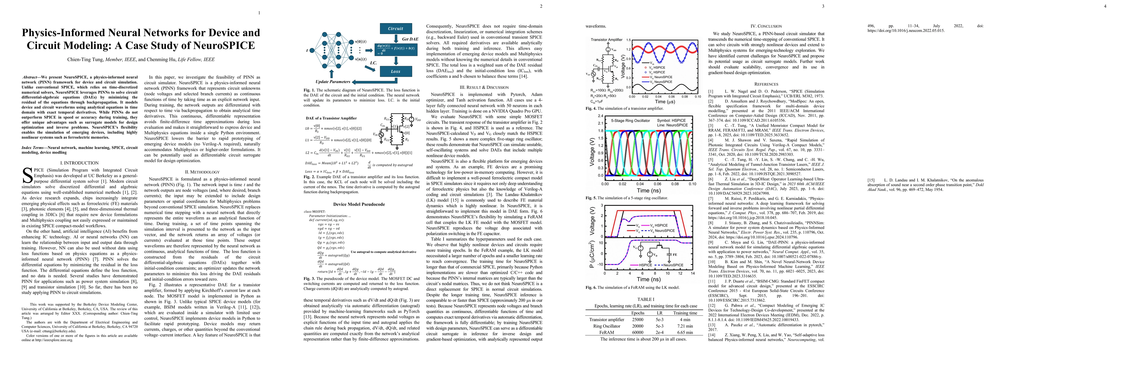 Thumbnail for Physics-Informed Neural Networks for Device and Circuit Modeling: A Case Study of NeuroSPICE