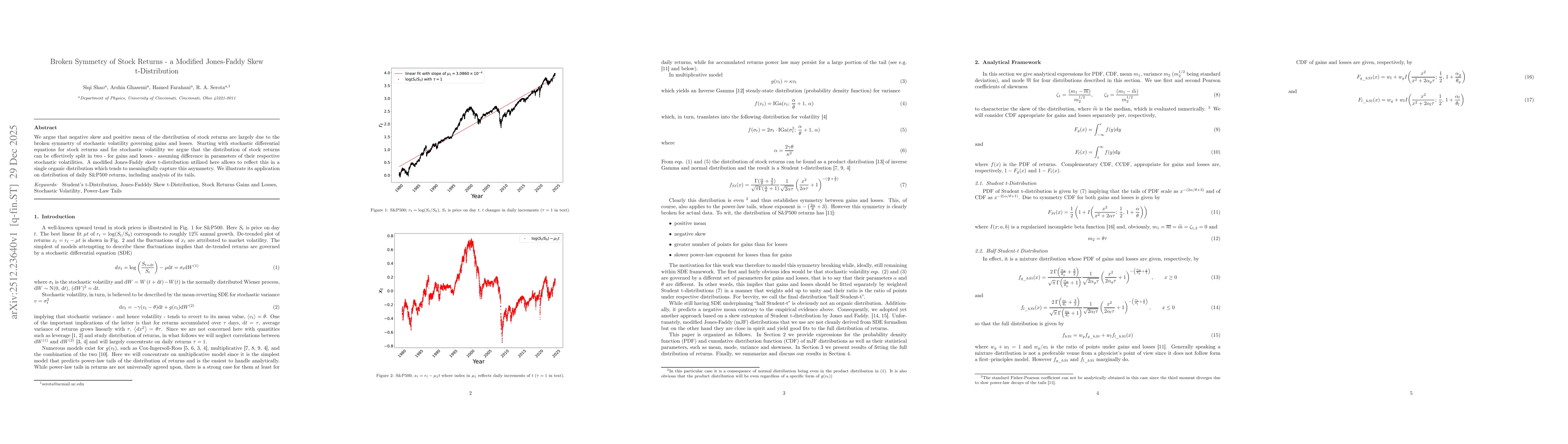 Thumbnail for Broken Symmetry of Stock Returns -- a Modified Jones-Faddy Skew t-Distribution