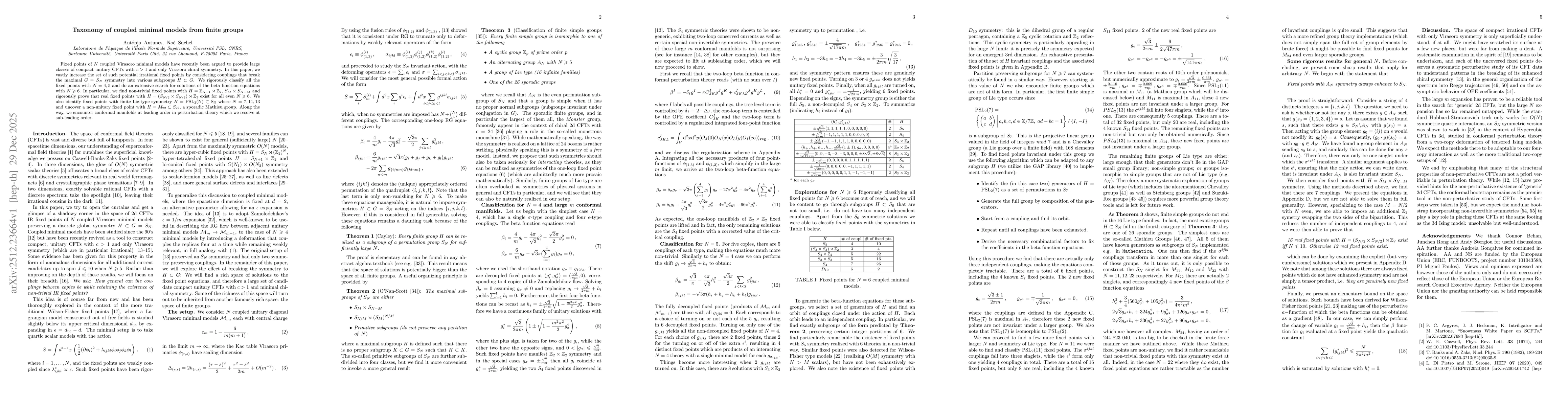Thumbnail for Taxonomy of coupled minimal models from finite groups