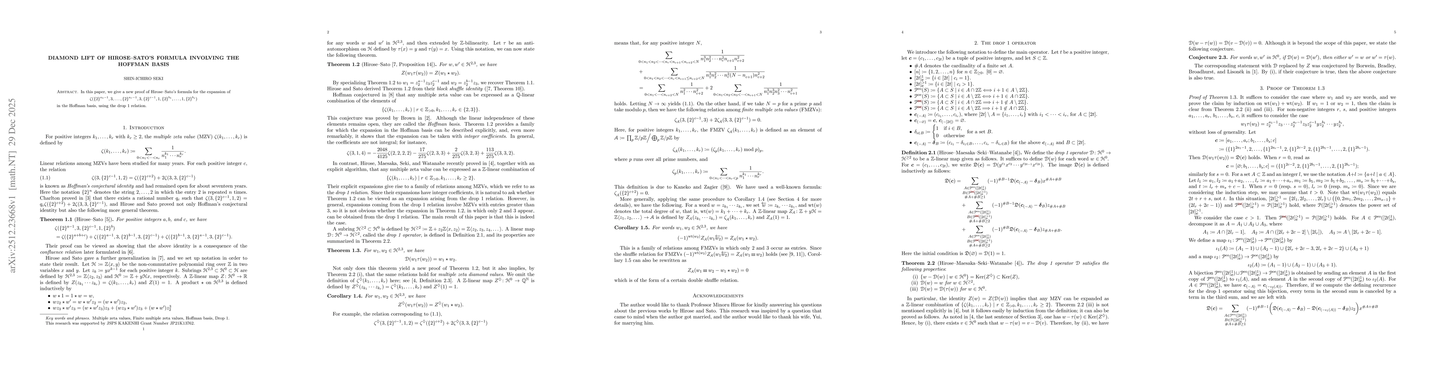 Thumbnail for Diamond lift of Hirose--Sato's formula involving the Hoffman basis