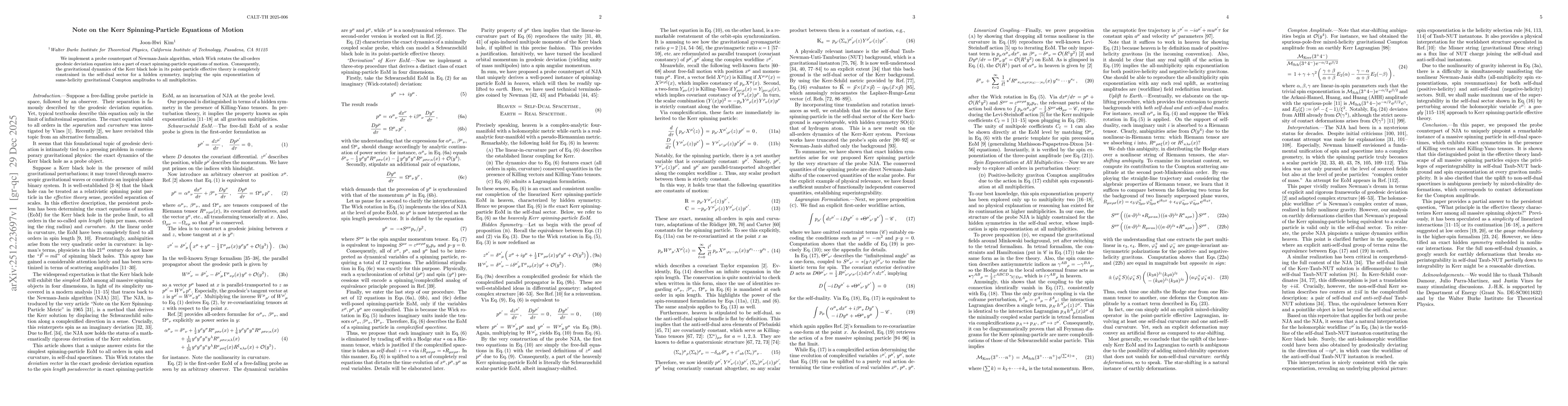 Thumbnail for Note on the Kerr Spinning-Particle Equations of Motion