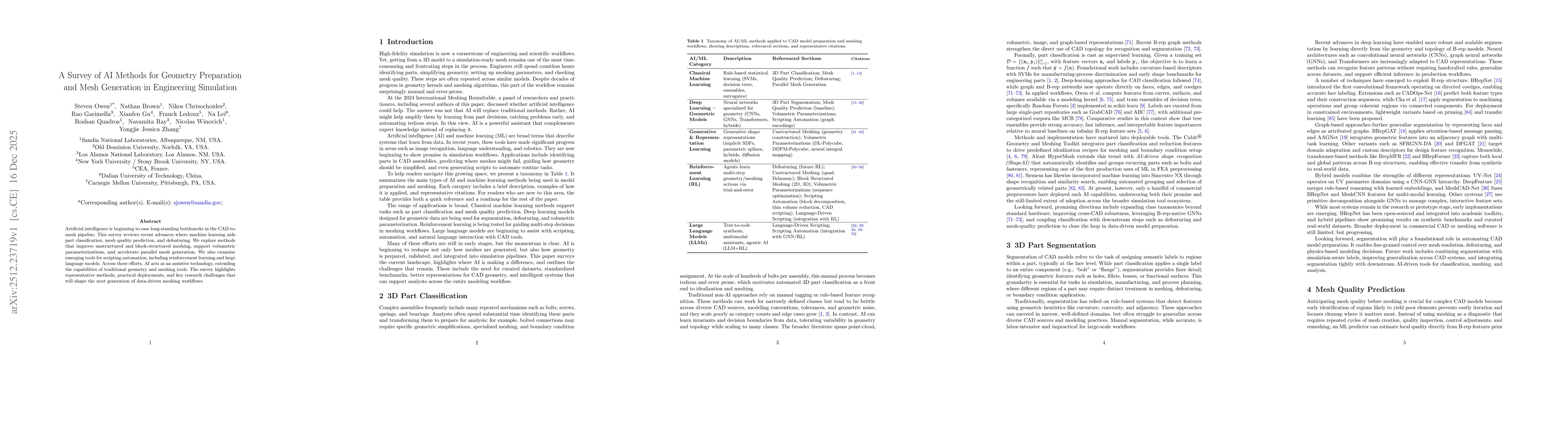 Thumbnail for A Survey of AI Methods for Geometry Preparation and Mesh Generation in Engineering Simulation