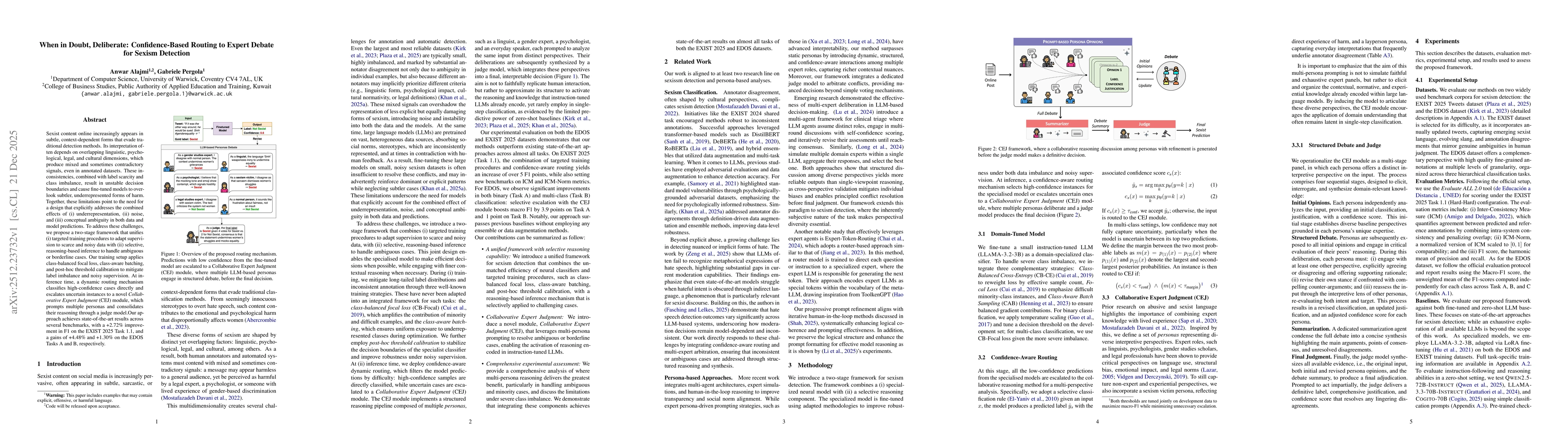 Thumbnail for When in Doubt, Deliberate: Confidence-Based Routing to Expert Debate for Sexism Detection