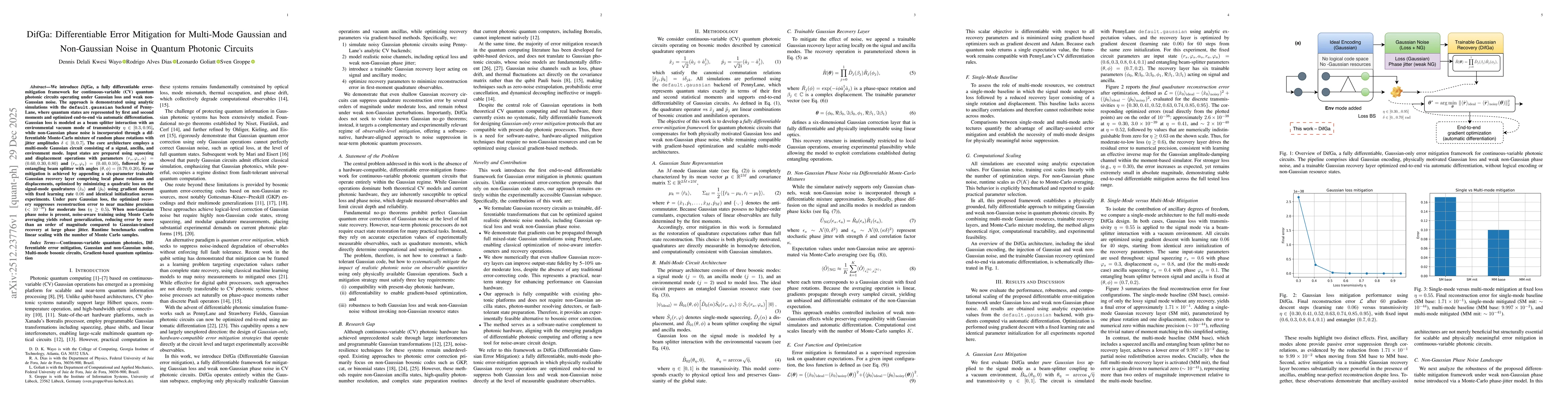 Thumbnail for DifGa: Differentiable Error Mitigation for Multi-Mode Gaussian and Non-Gaussian Noise in Quantum Photonic Circuits