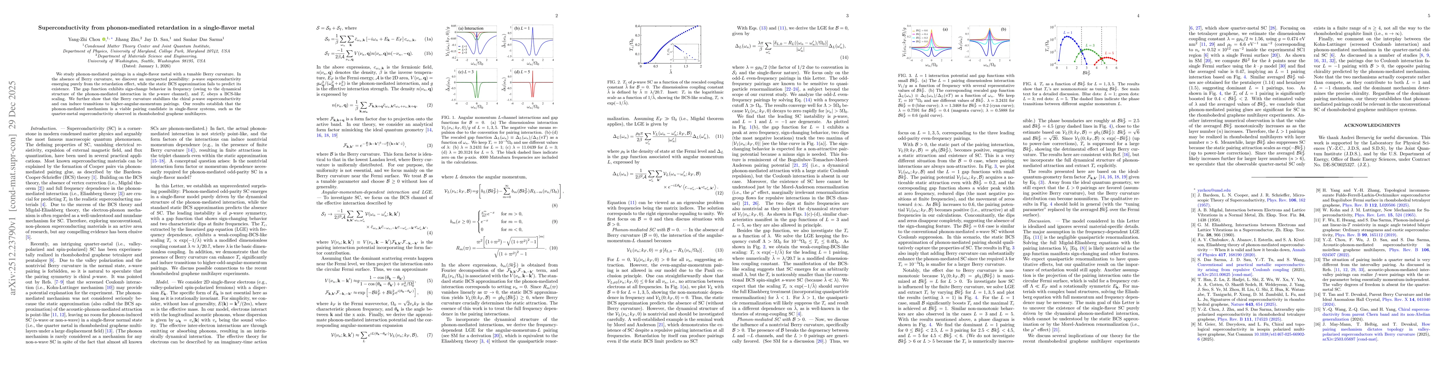 Thumbnail for Superconductivity from phonon-mediated retardation in a single-flavor metal