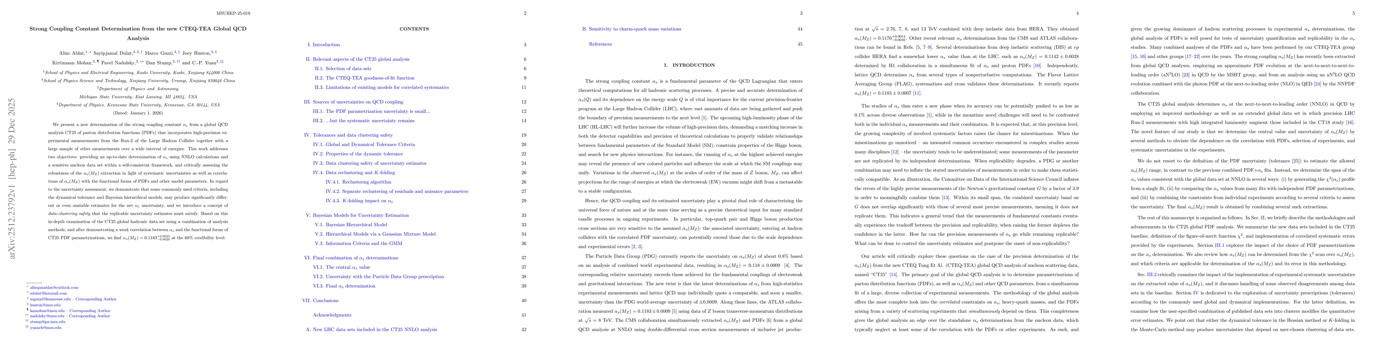 Thumbnail for Strong Coupling Constant Determination from the new CTEQ-TEA Global QCD Analysis