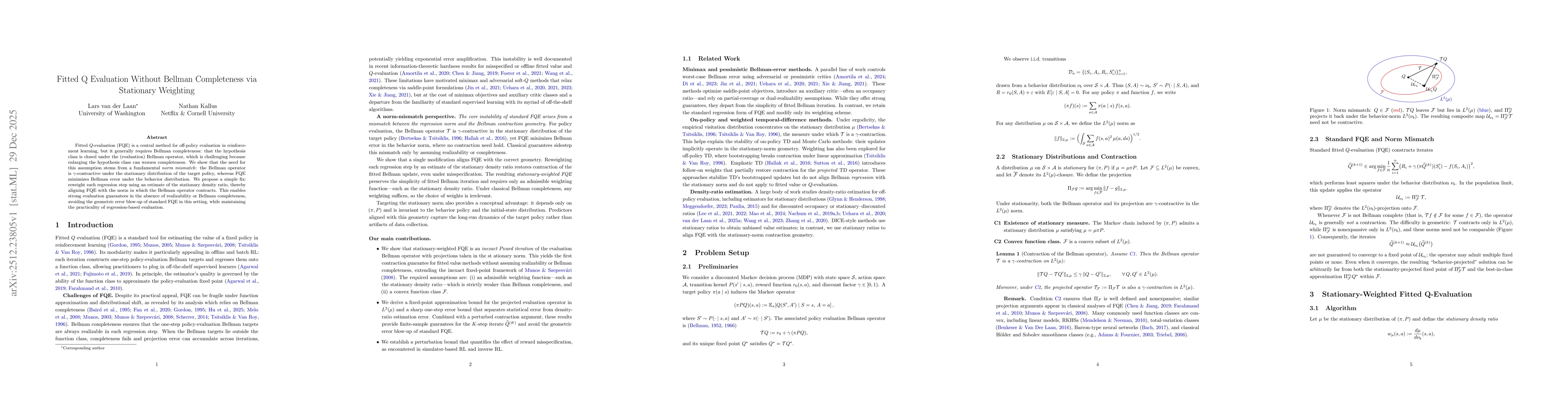 Thumbnail for Fitted Q Evaluation Without Bellman Completeness via Stationary Weighting