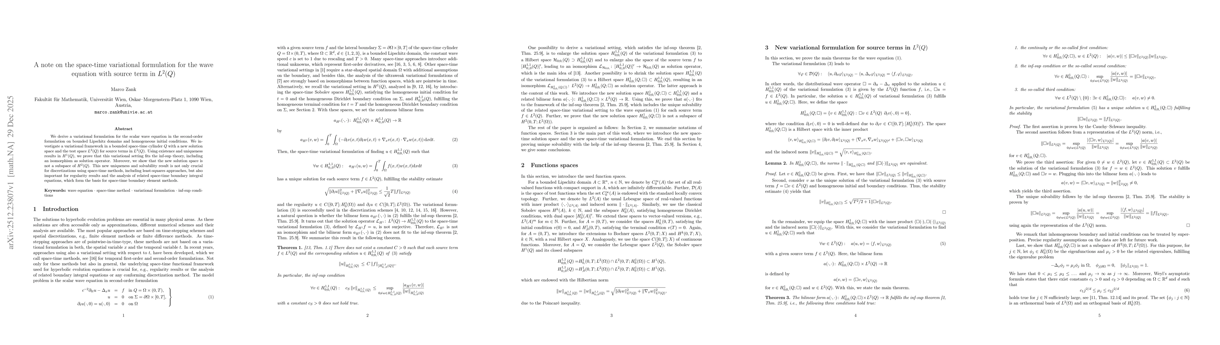 Thumbnail for A note on the space-time variational formulation for the wave equation with source term in $L^2(Q)$