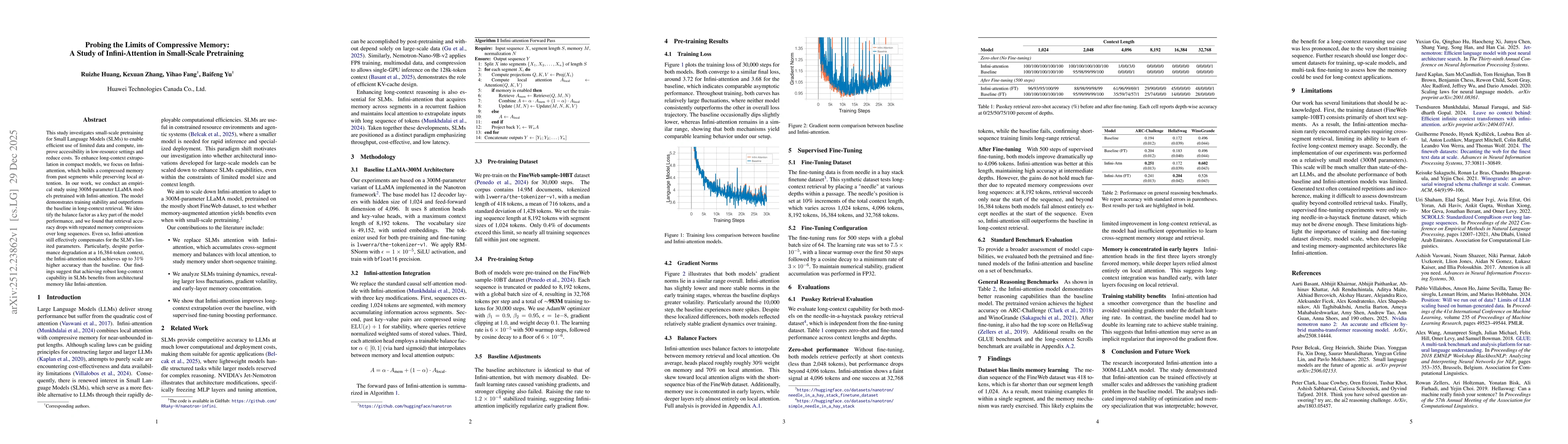 Thumbnail for Probing the Limits of Compressive Memory: A Study of Infini-Attention in Small-Scale Pretraining