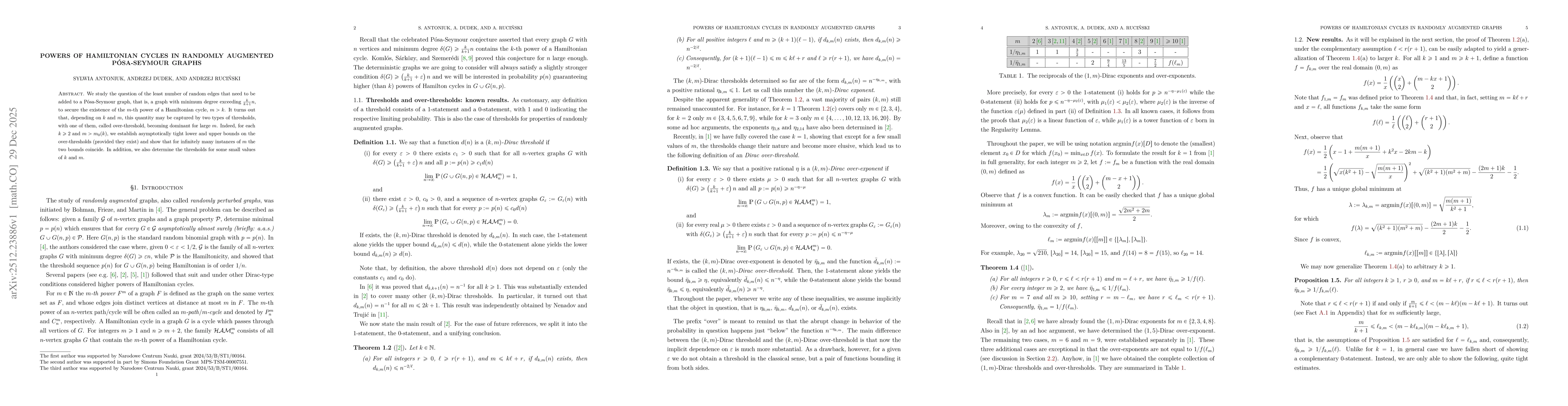 Thumbnail for Powers of Hamiltonian cycles in randomly augmented Pósa-Seymour graphs