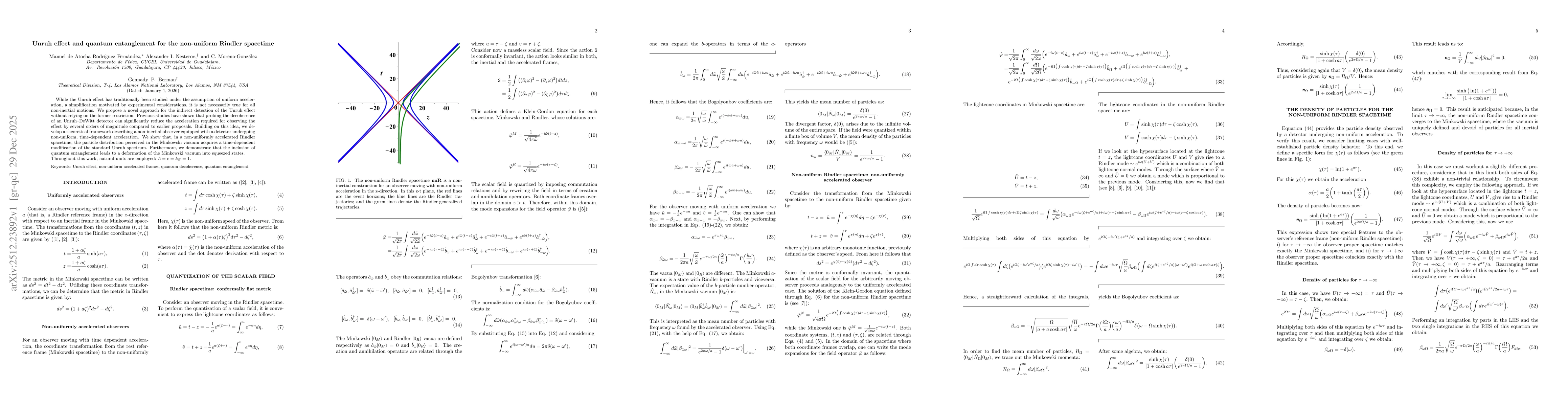 Thumbnail for Unruh effect and quantum entanglement for the non-uniform Rindler spacetime