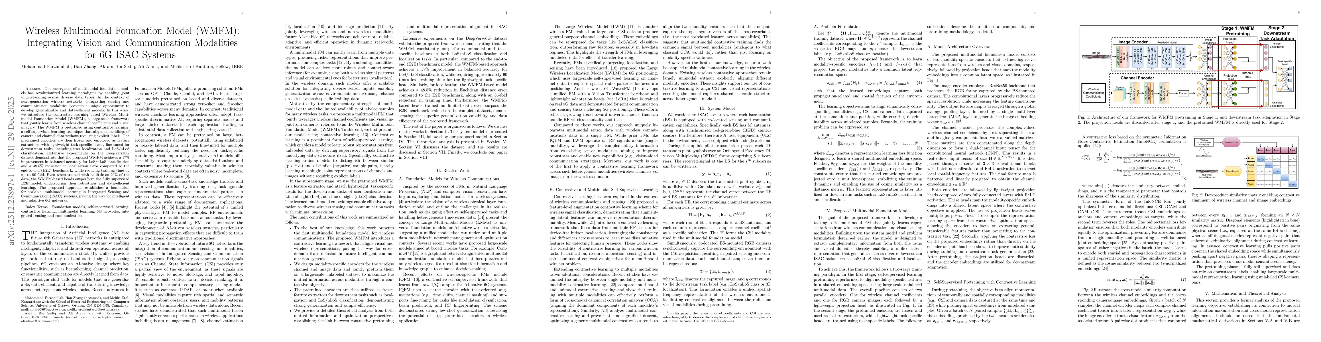 Thumbnail for Wireless Multimodal Foundation Model (WMFM): Integrating Vision and Communication Modalities for 6G ISAC Systems