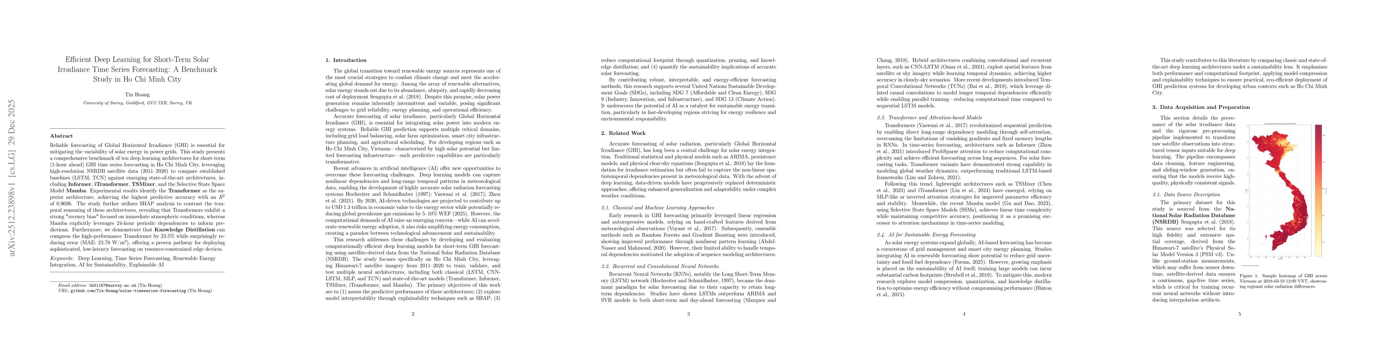 Thumbnail for Efficient Deep Learning for Short-Term Solar Irradiance Time Series Forecasting: A Benchmark Study in Ho Chi Minh City