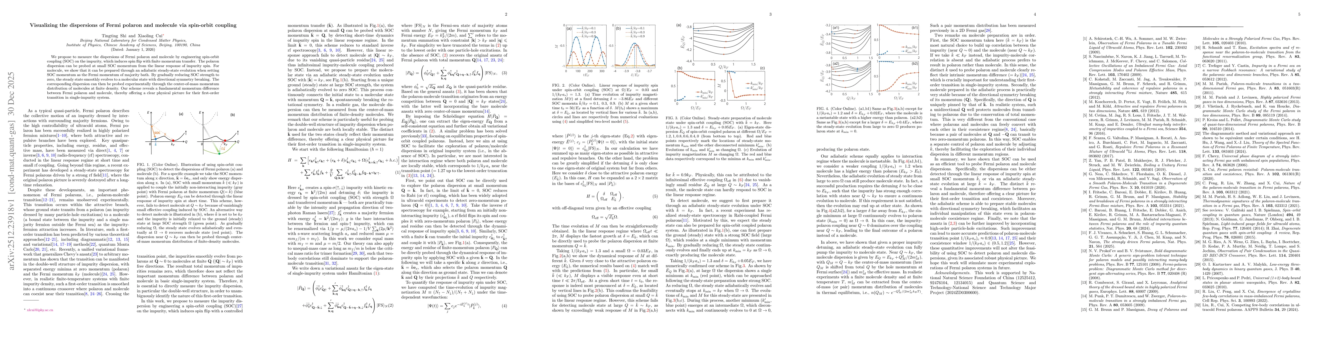 Thumbnail for Visualizing the dispersions of Fermi polaron and molecule via spin-orbit coupling