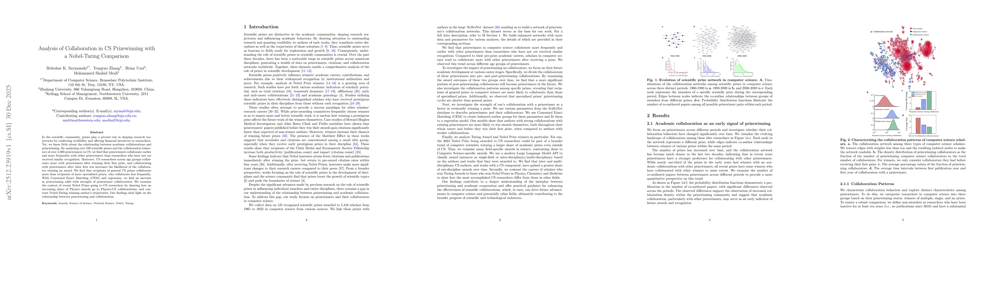 Thumbnail for Analysis of Collaboration in CS Prizewinning with a Nobel-Turing Comparison