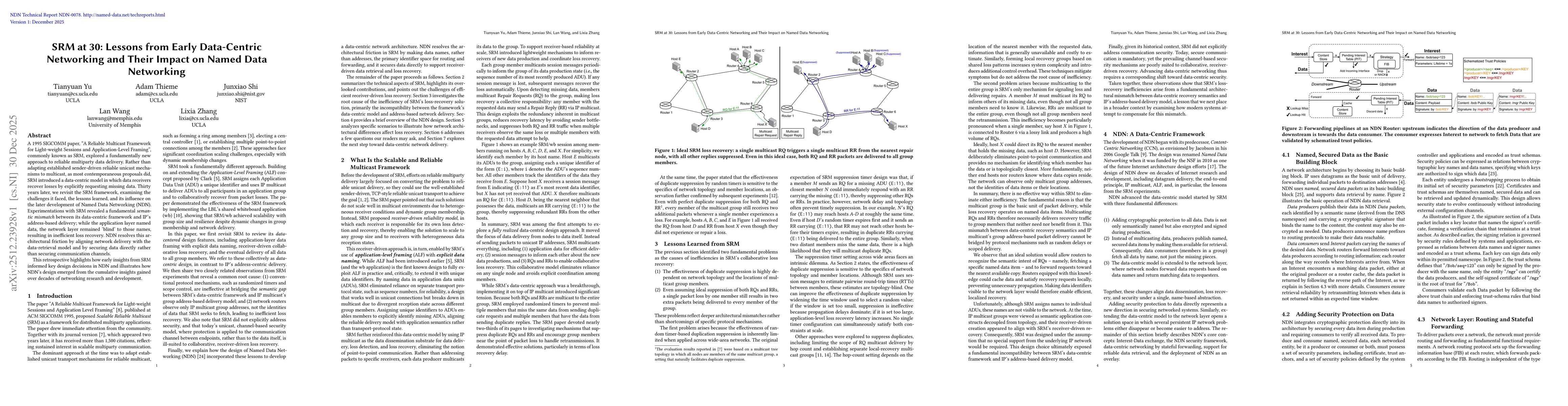 Thumbnail for SRM at 30: Lessons from Early Data-Centric Networking and Their Impact on Named Data Networking