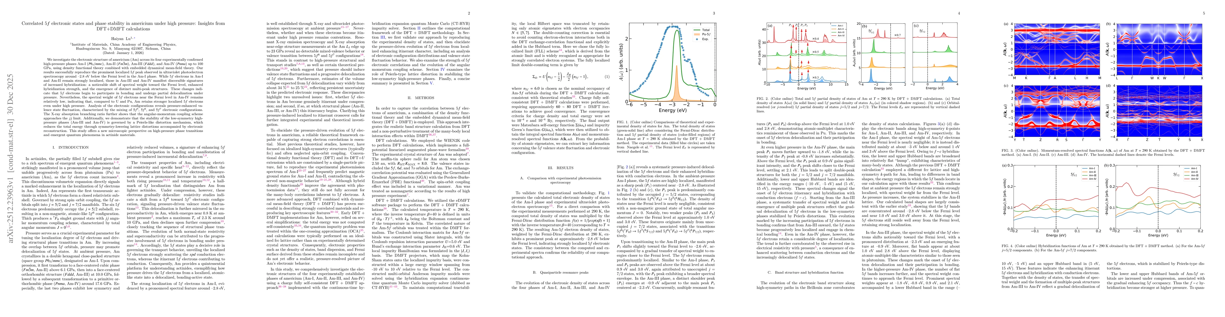 Thumbnail for Correlated 5f electronic states and phase stability in americium under high pressure: Insights from DFT+DMFT calculations