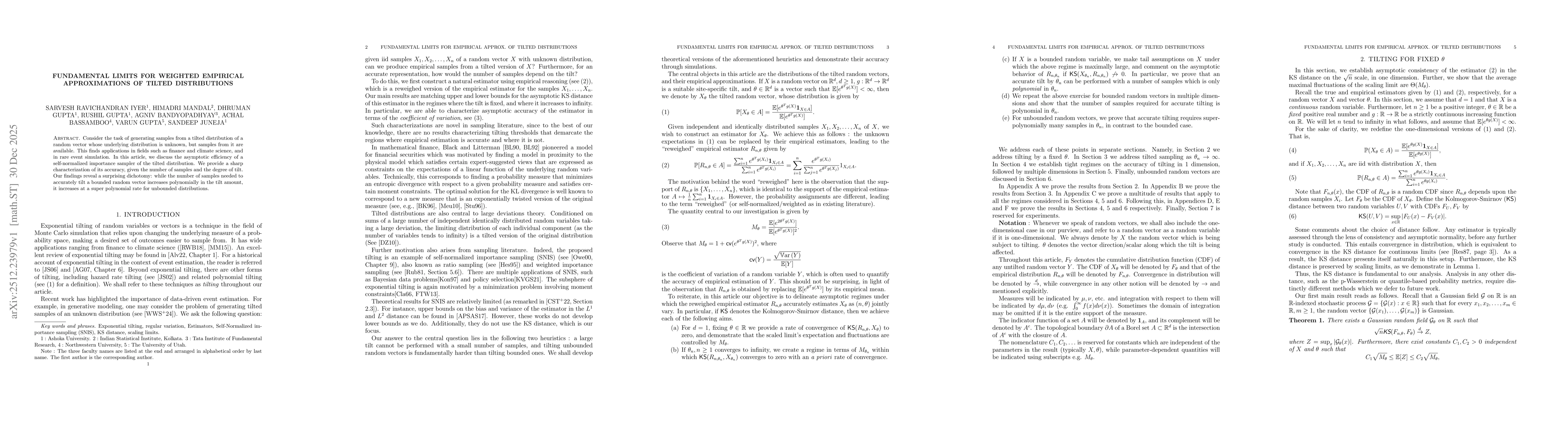 Thumbnail for Fundamental limits for weighted empirical approximations of tilted distributions