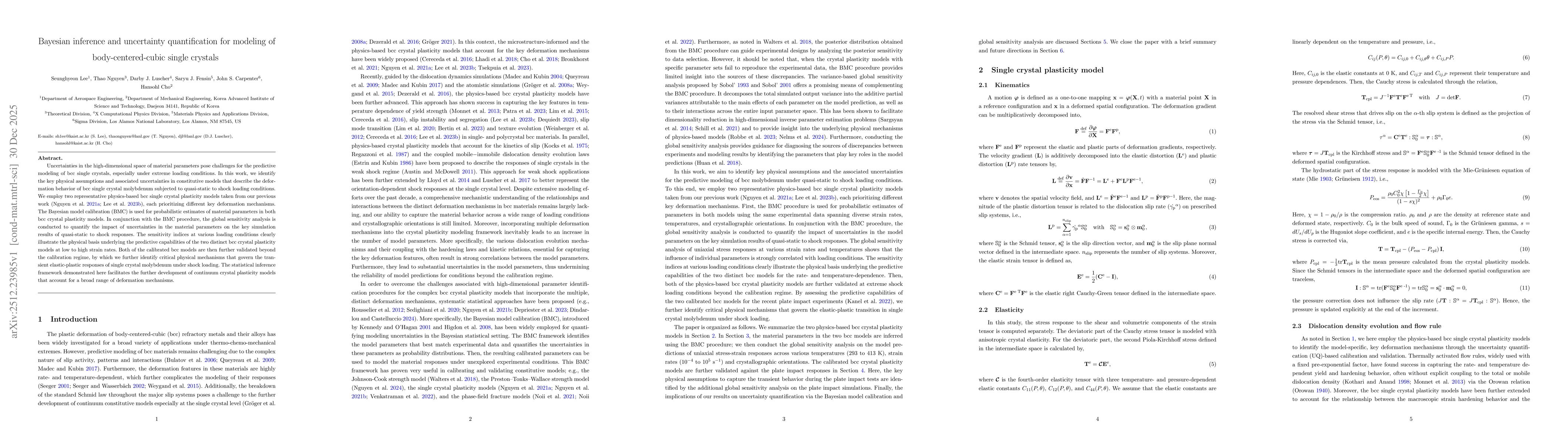 Thumbnail for Bayesian inference and uncertainty quantification for modeling of body-centered-cubic single crystals