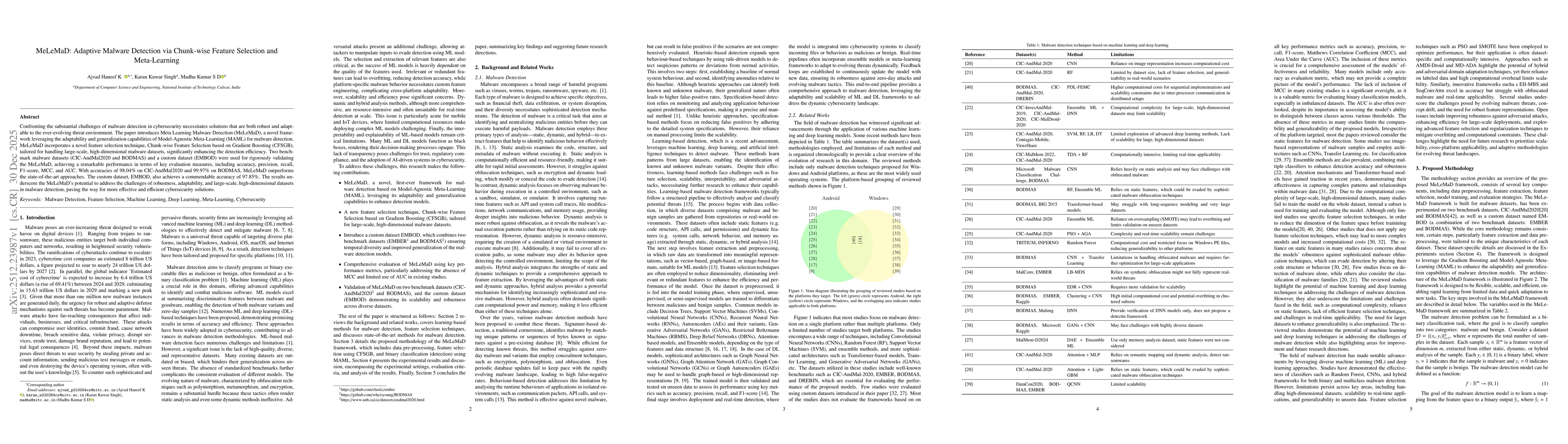 Thumbnail for MeLeMaD: Adaptive Malware Detection via Chunk-wise Feature Selection and Meta-Learning