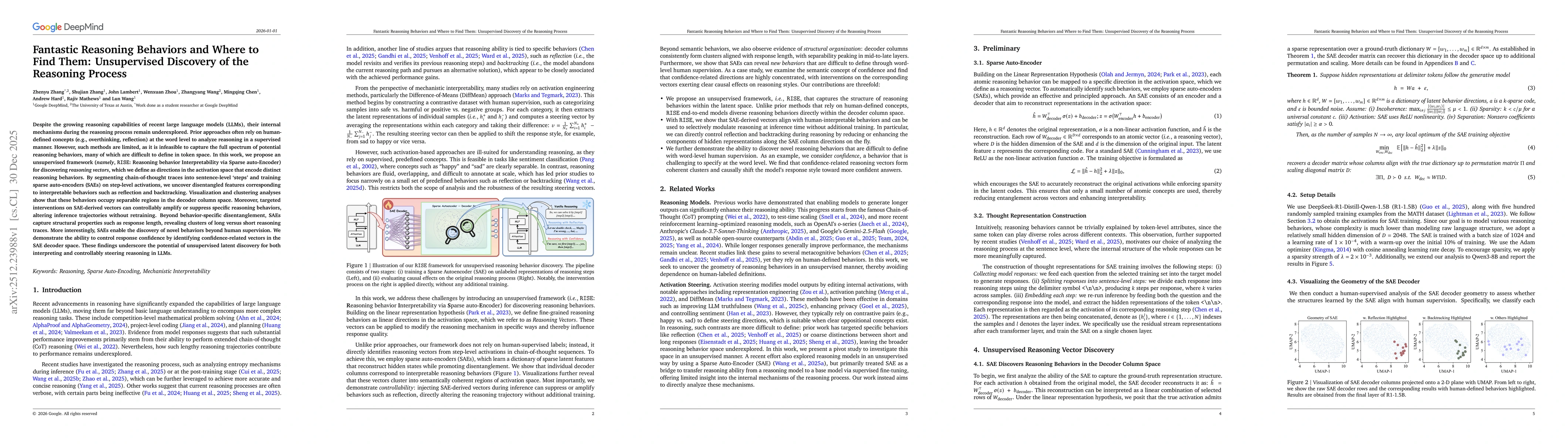 Thumbnail for Fantastic Reasoning Behaviors and Where to Find Them: Unsupervised Discovery of the Reasoning Process