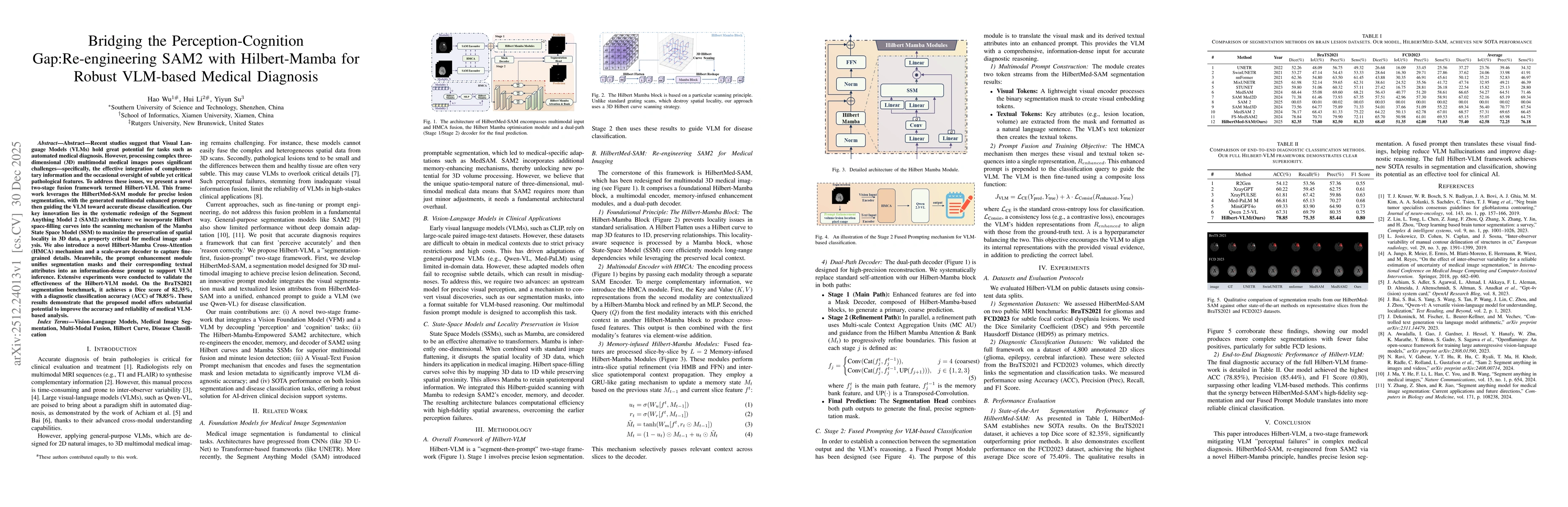 Thumbnail for Bridging the Perception-Cognition Gap:Re-engineering SAM2 with Hilbert-Mamba for Robust VLM-based Medical Diagnosis