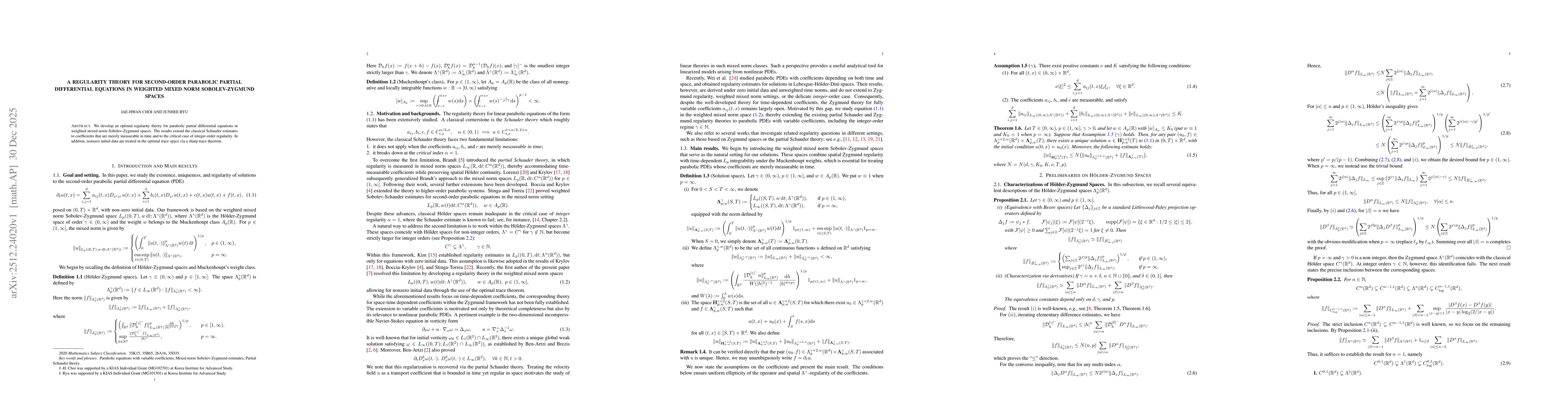 Thumbnail for A regularity theory for second-order parabolic partial differential equations in weighted mixed norm Sobolev-Zygmund spaces