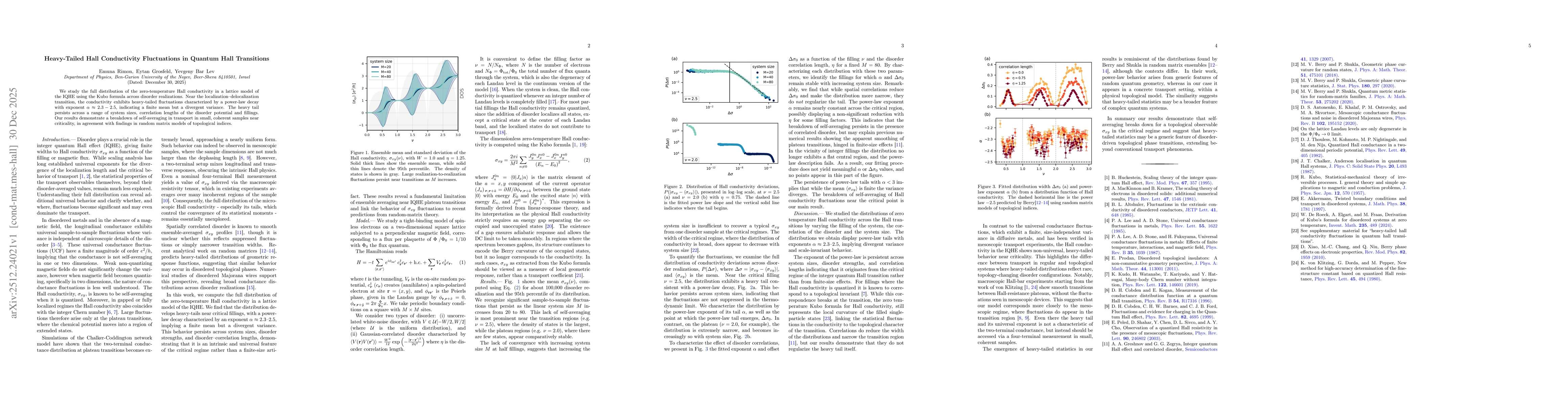 Thumbnail for Heavy-Tailed Hall Conductivity Fluctuations in Quantum Hall Transitions