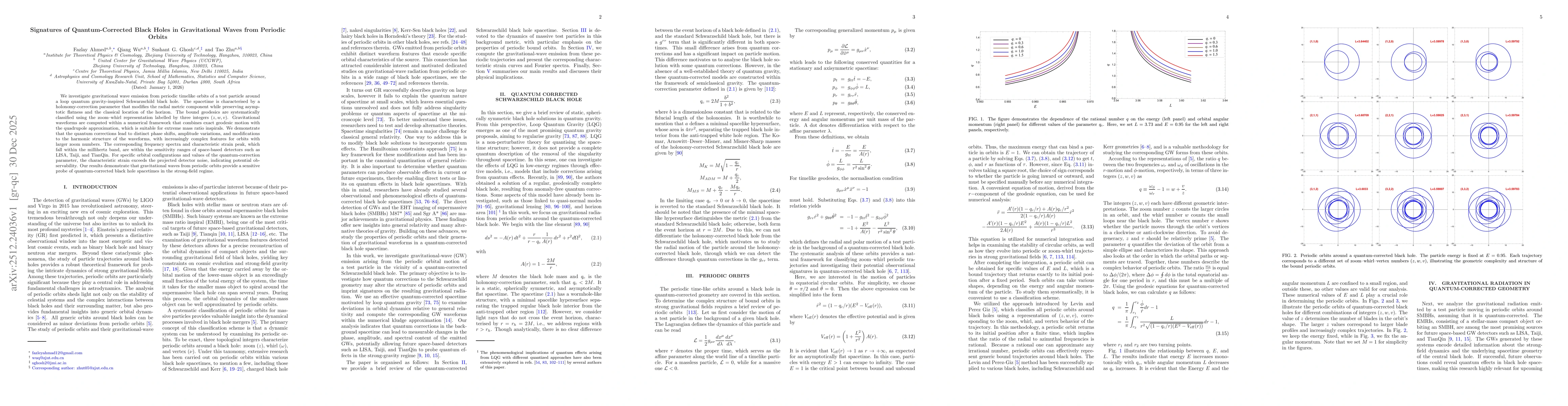 Thumbnail for Signatures of Quantum-Corrected Black Holes in Gravitational Waves from Periodic Orbits