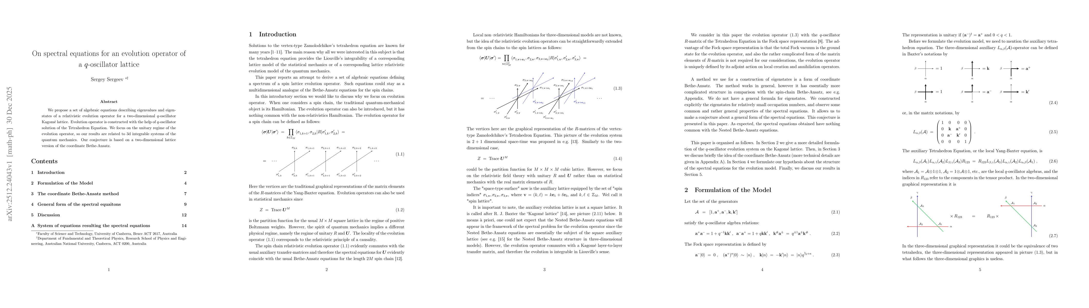 Thumbnail for On spectral equations for an evolution operator of a $q$-oscillator lattice
