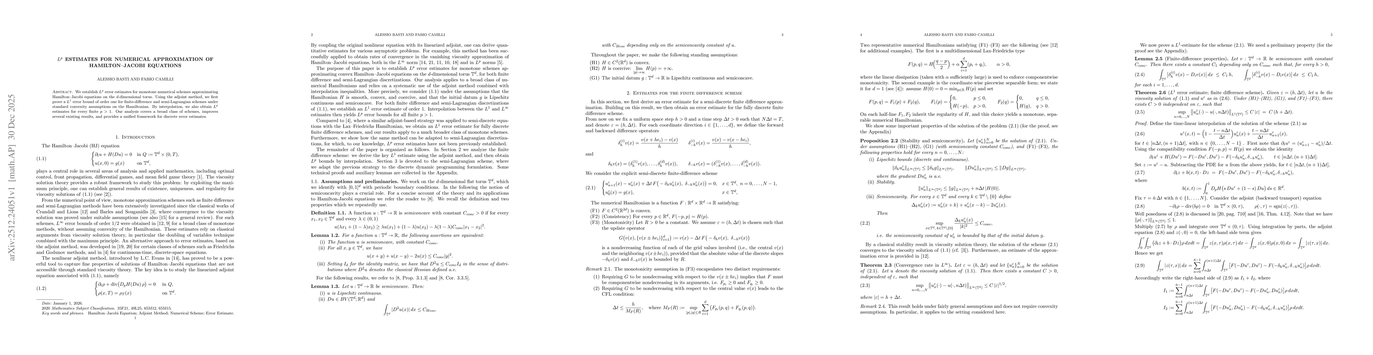 Thumbnail for $L^p$ Estimates for Numerical Approximation of Hamilton-Jacobi Equations