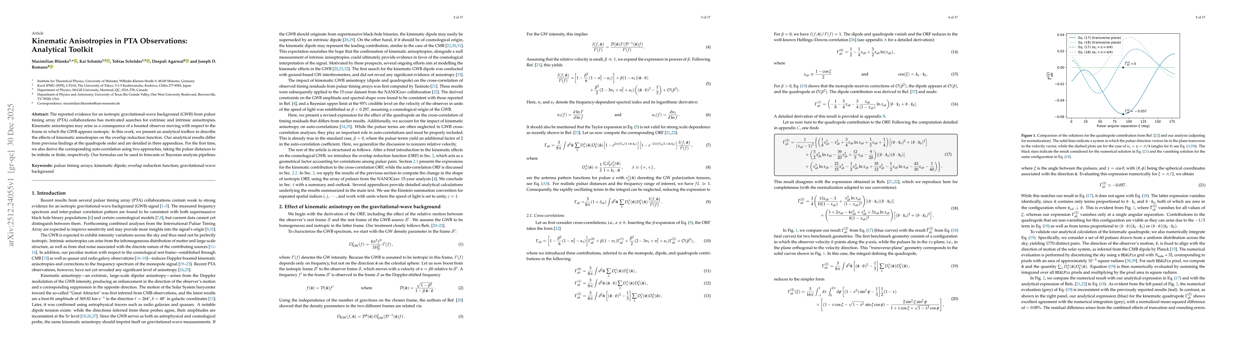 Thumbnail for Kinematic Anisotropies in PTA Observations: Analytical Toolkit