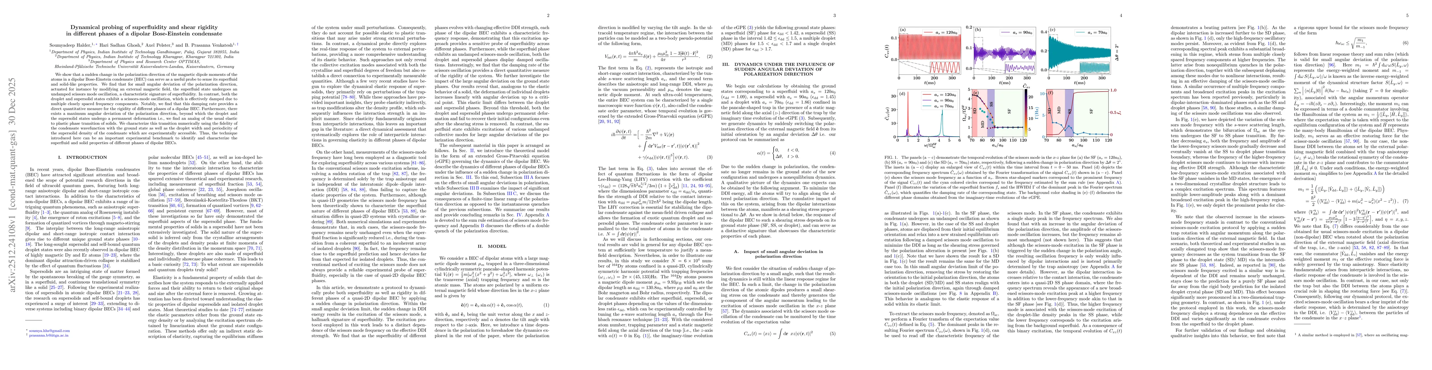 Thumbnail for Dynamical probing of superfluidity and shear rigidity in different phases of a dipolar Bose-Einstein condensate