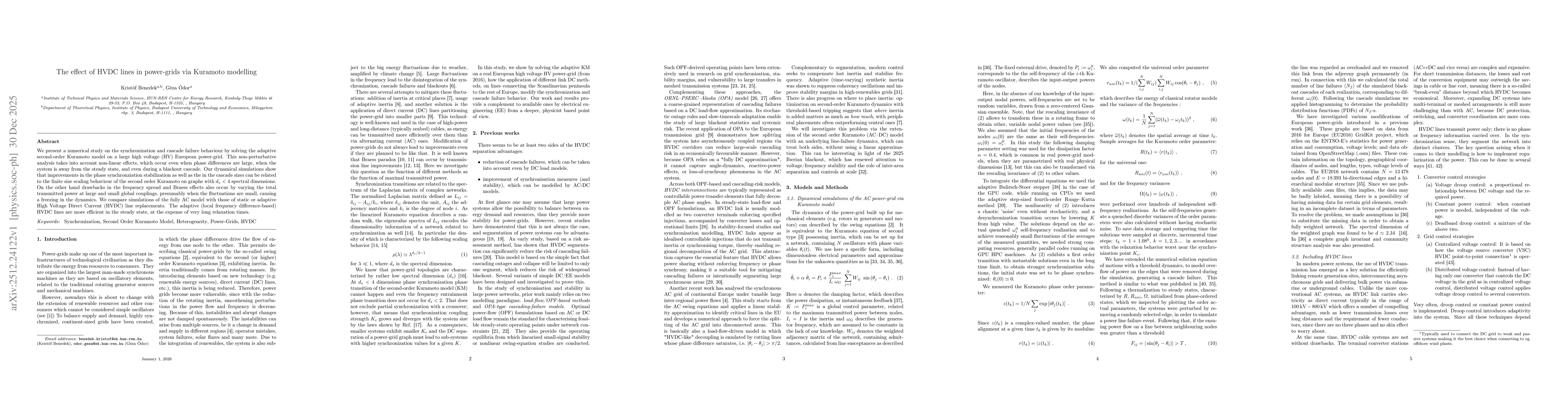 Thumbnail for The effect of HVDC lines in power-grids via Kuramoto modelling