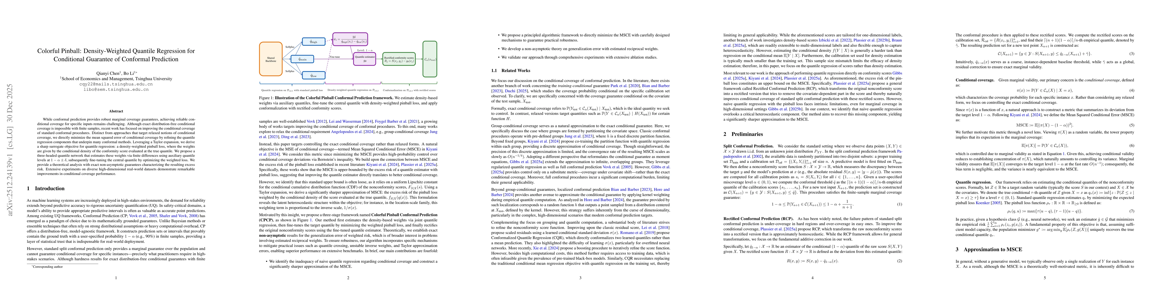 Thumbnail for Colorful Pinball: Density-Weighted Quantile Regression for Conditional Guarantee of Conformal Prediction