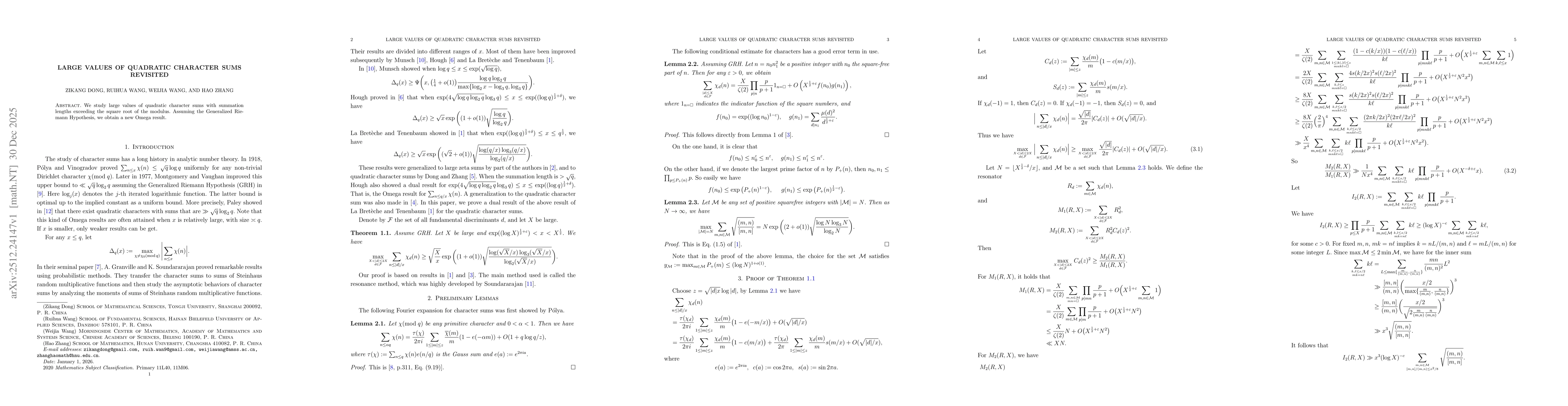Thumbnail for Large values of quadratic character sums revisited