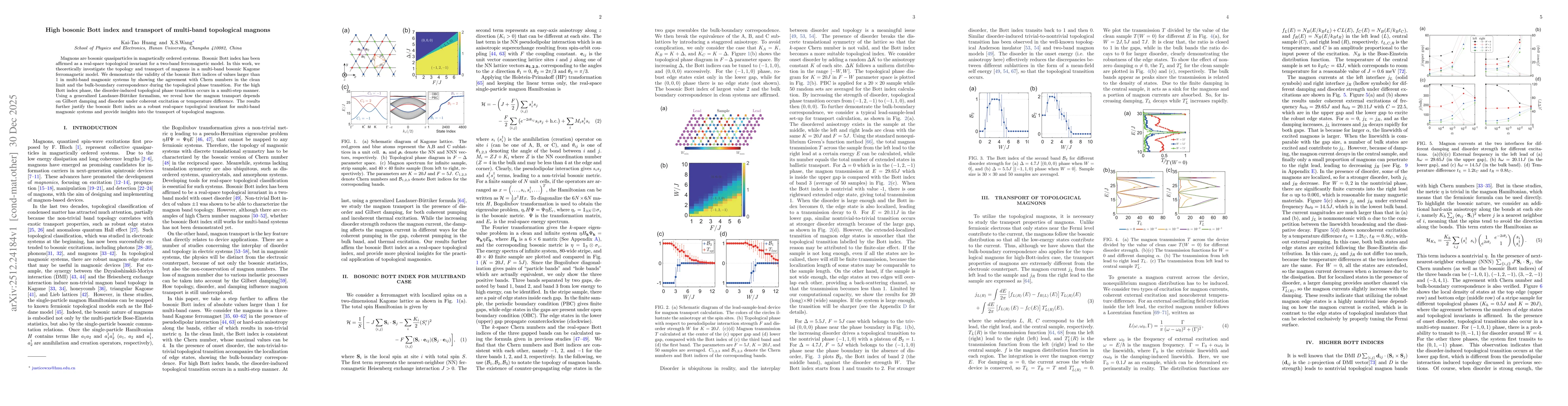 Thumbnail for High bosonic Bott index and transport of multi-band topological magnons