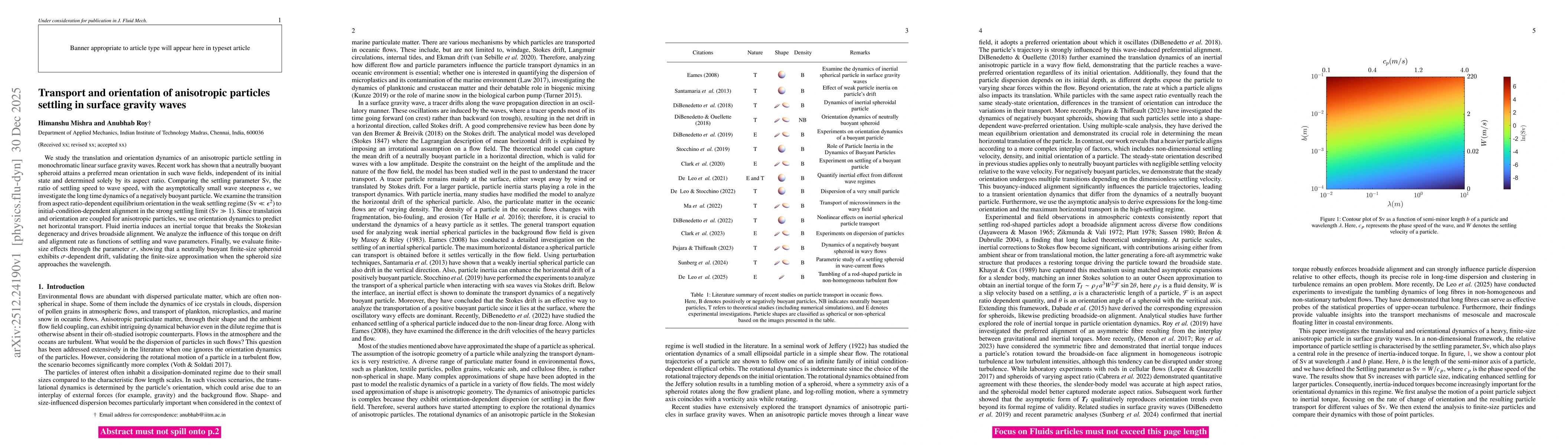 Thumbnail for Transport and orientation of anisotropic particles settling in surface gravity waves
