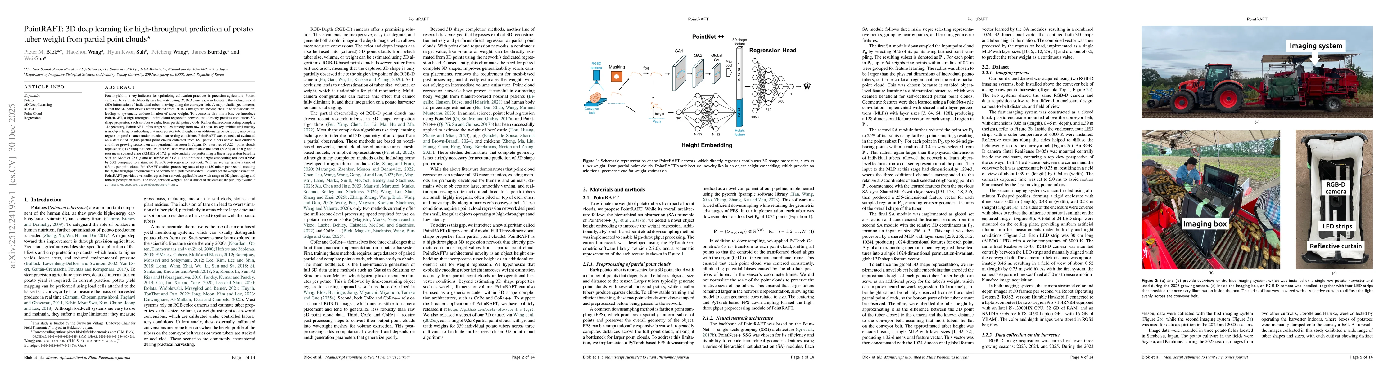 Thumbnail for PointRAFT: 3D deep learning for high-throughput prediction of potato tuber weight from partial point clouds