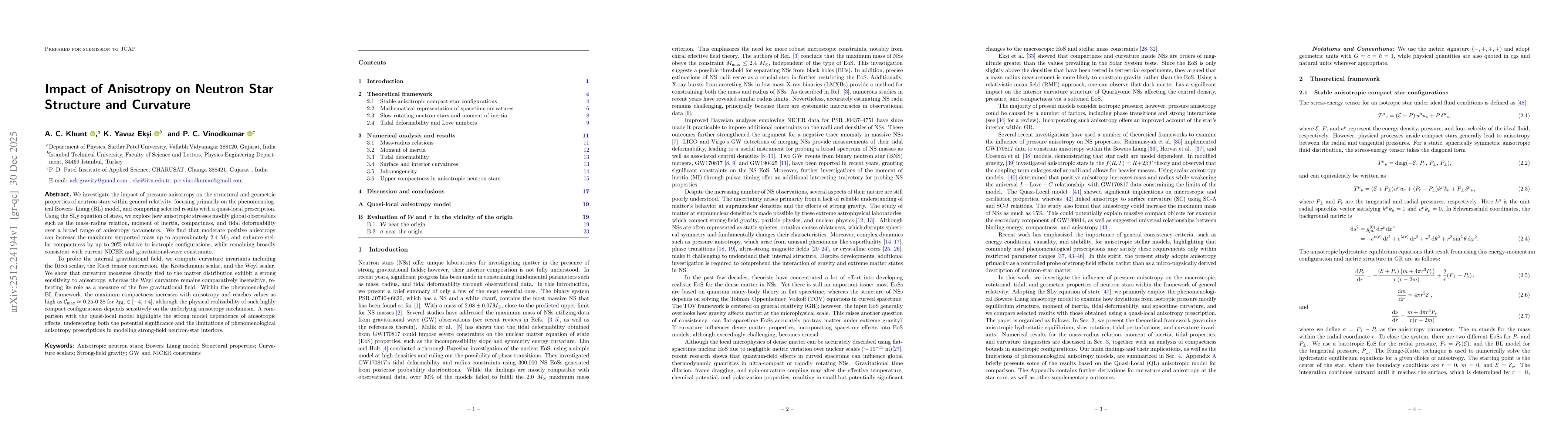 Thumbnail for Impact of Anisotropy on Neutron Star Structure and Curvature