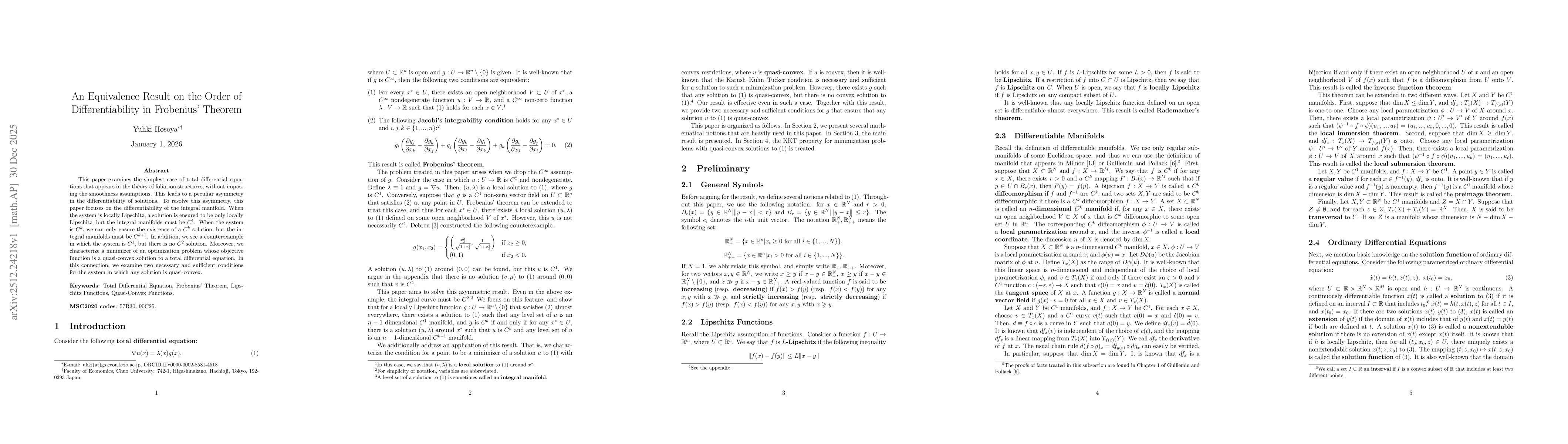 Thumbnail for An Equivalence Result on the Order of Differentiability in Frobenius' Theorem