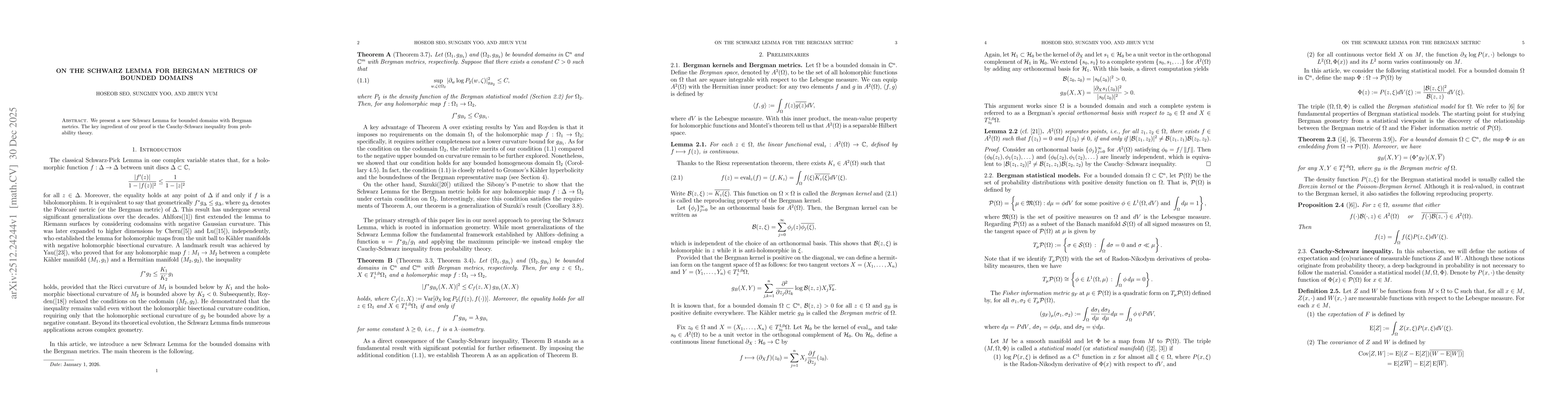 Thumbnail for On the Schwarz Lemma for Bergman metrics of bounded domains