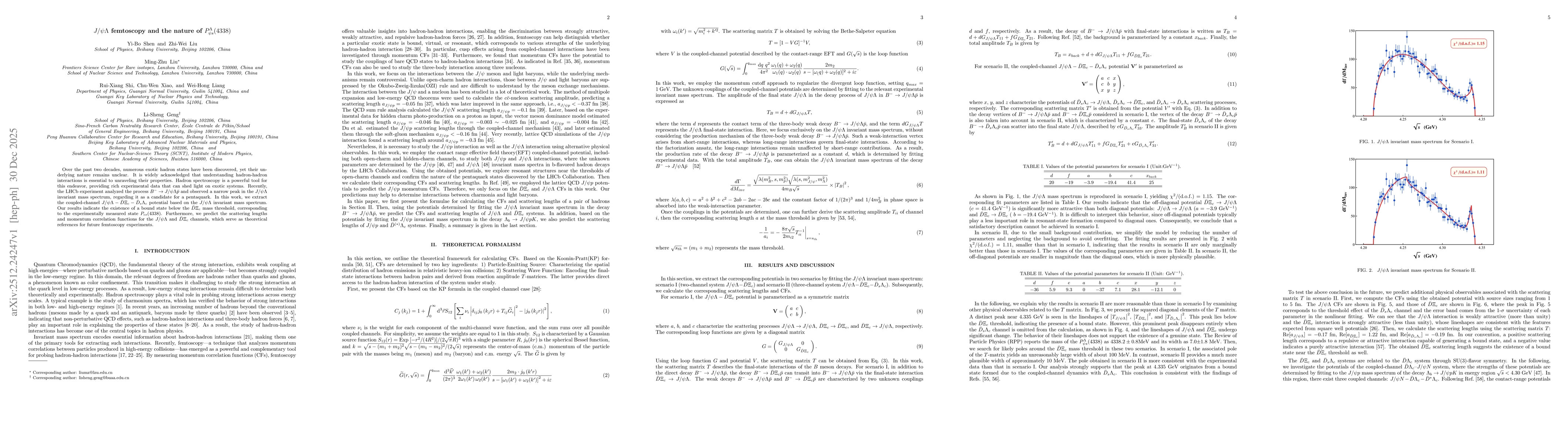 Thumbnail for $J/ψΛ$ femtoscopy and the nature of $P_{ψs}^Λ(4338)$