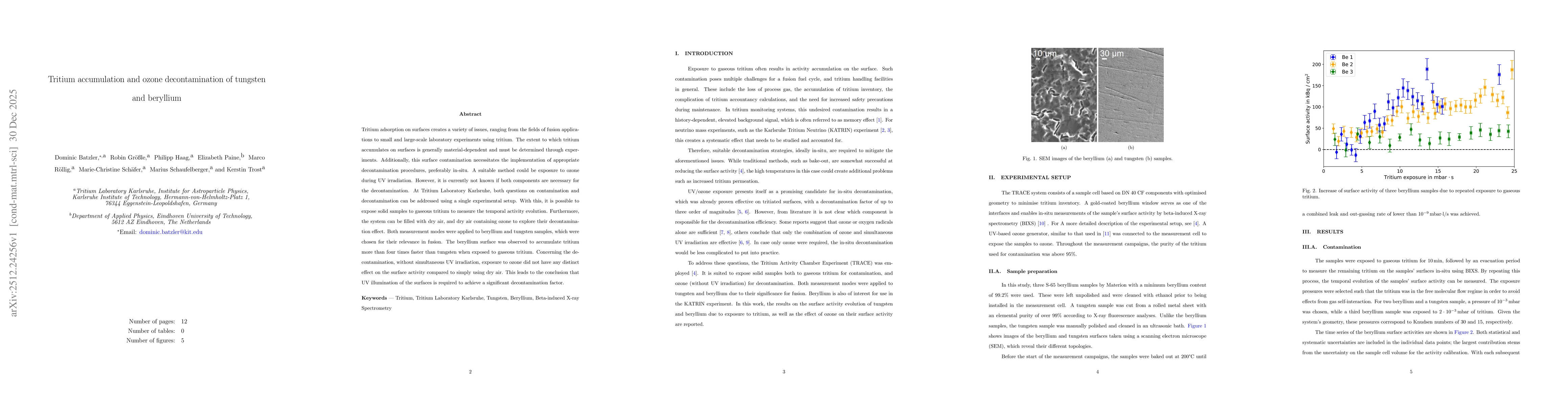 Thumbnail for Tritium accumulation and ozone decontamination of tungsten and beryllium