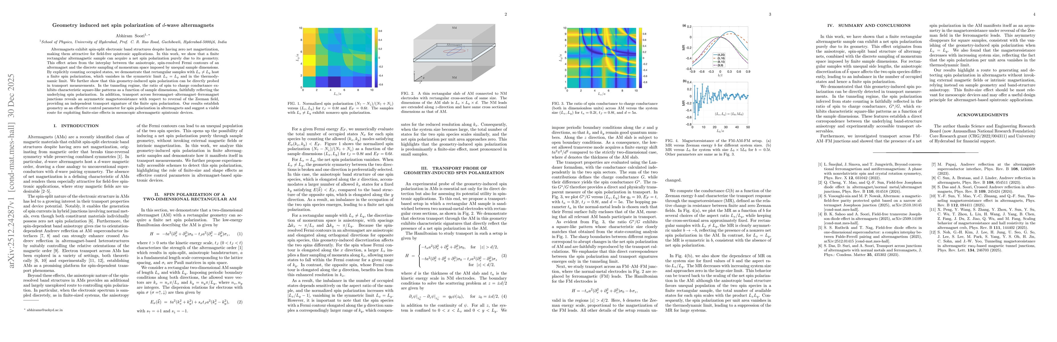 Thumbnail for Geometry induced net spin polarization of $d$-wave altermagnets