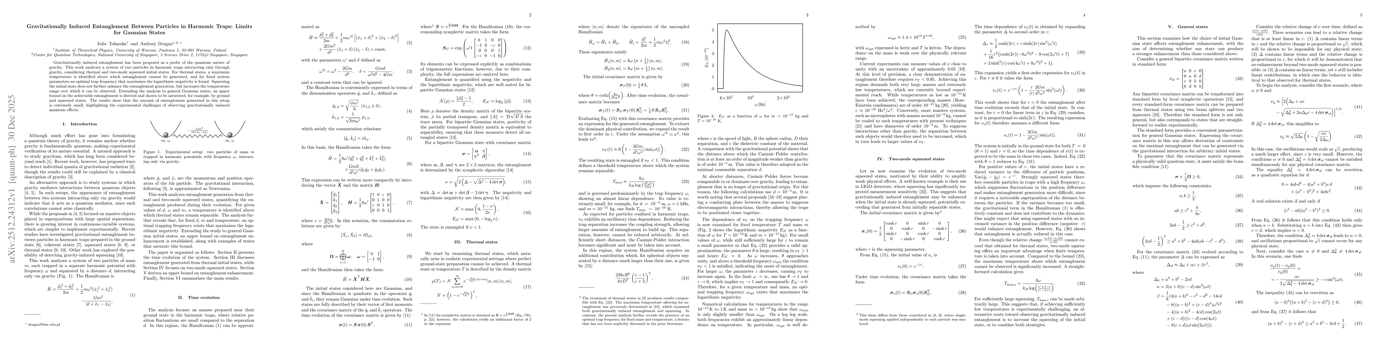 Thumbnail for Gravitationally Induced Entanglement Between Particles in Harmonic Traps: Limits for Gaussian States