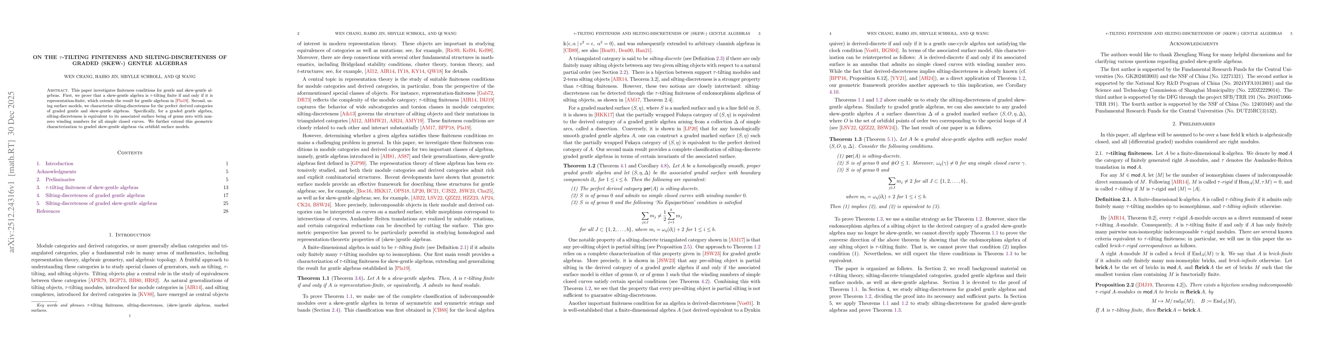 Thumbnail for On the $τ$-tilting finiteness and silting-discreteness of graded (skew-) gentle algebras