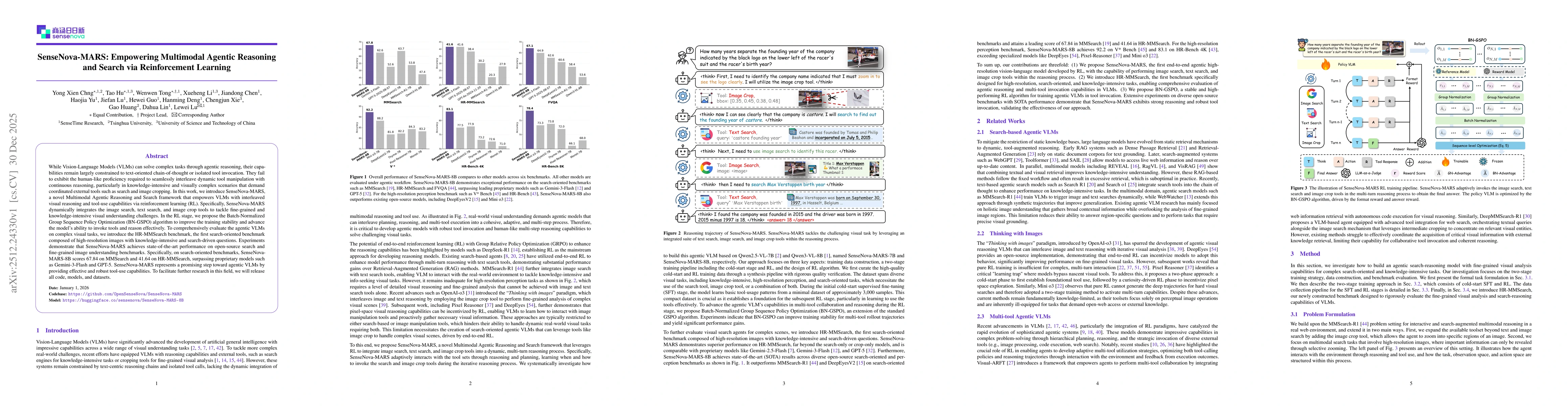 Thumbnail for SenseNova-MARS: Empowering Multimodal Agentic Reasoning and Search via Reinforcement Learning