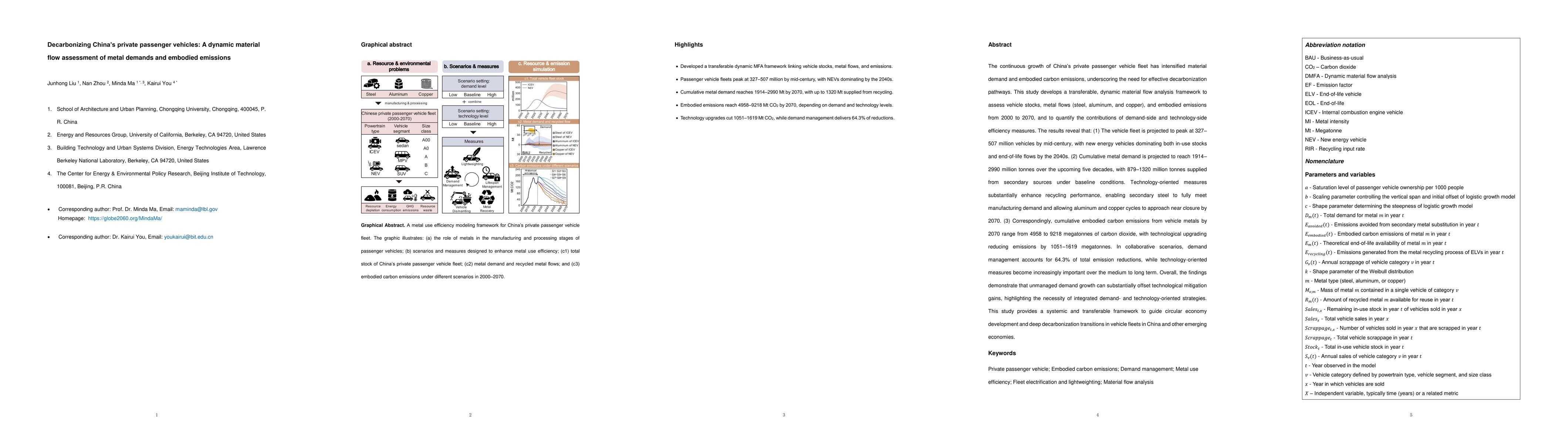 Thumbnail for Decarbonizing China's private passenger vehicles: A dynamic material flow assessment of metal demands and embodied emissions