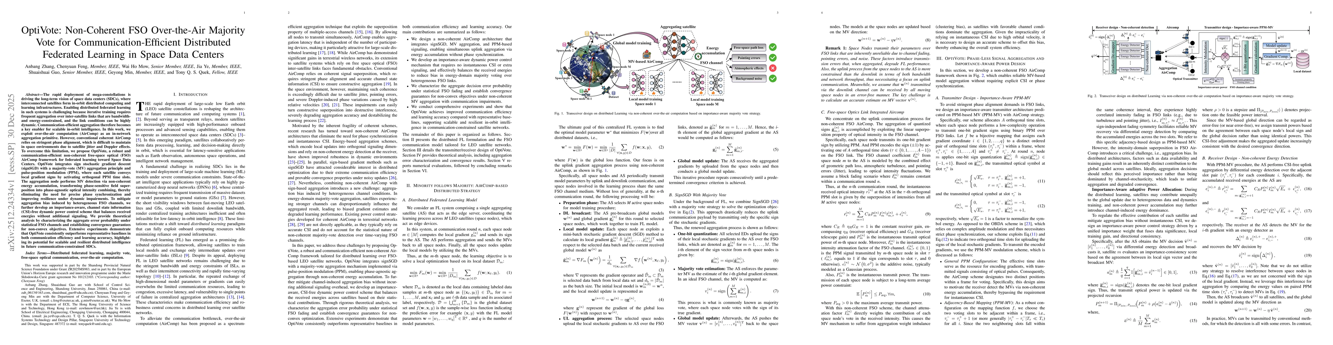 Thumbnail for OptiVote: Non-Coherent FSO Over-the-Air Majority Vote for Communication-Efficient Distributed Federated Learning in Space Data Centers
